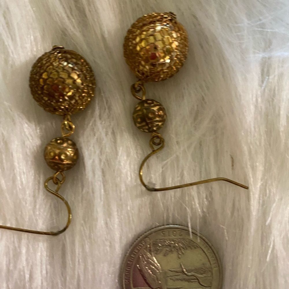 Large Gold Bead Hook Earrings